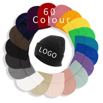 Manufacturer 60 Colour Beanie Hat Custom Embroidery Logo Acrylic Running Winter Hat Women'S Knitted Fisherman Beanie Cap for Men